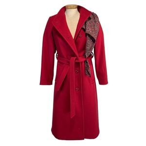 FUSHIA Red Virgin Wool Jacket with scarf